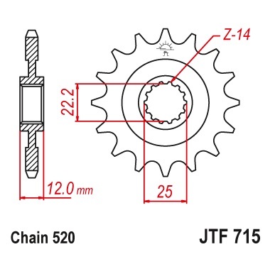Pinion fata 13 dinti pas lant 520 – Gas Gas EC 200 - EC 250 - EC 250 E - EC 250 Racing - MC 250 - EC 300 - EC 450 - SM 450