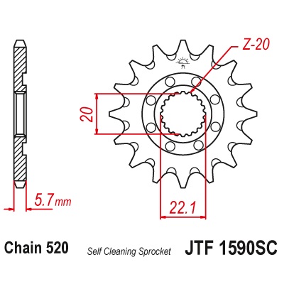 Pinion fata 13 dinti pas lant 520 – Gas Gas EC 250 - 300 - 450 F (14-16) - Yamaha YZ 125 (05-18) - WR 250 (01-18) - WR 250 R (08-15)