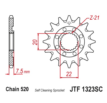 Pinion fata 13 dinti pas lant 520 – HM Moto CRE F 250 R/X - Honda CR 125 R (04-07) - CRF 250 R (04-16) - CRF 250 X (04-16)