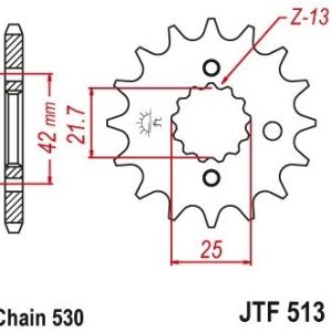 Pinion fata 13 dinti pas lant 530