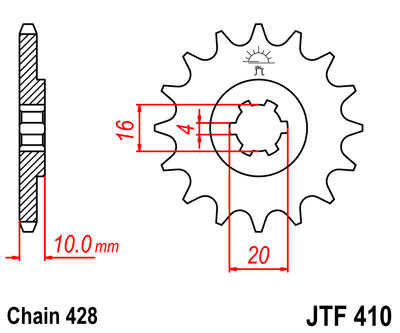Pinion fata 14 dinti pas lant 428 – Hyosung GA125 - GT125 - GV125 - RT125 - Suzuki GN125 - GZ 125 Marauder - VL125 Intruder 125cc