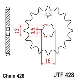Pinion fata 14 dinti pas lant 428 - Suzuki DR-Z 70 (08-19) - GT 80 (81-83) - RM 80 - RM 80 X (77-99) - TS 80 ER (81-83)