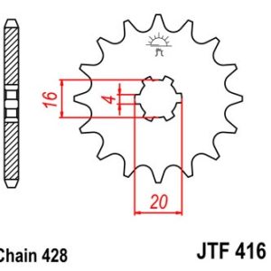 Pinion fata 14 dinti pas lant 428 - Suzuki RM 80 (83-01) - TS 100 (73-84) - TSX 125 (84-91) - Yamaha YZ 80 (85-01)