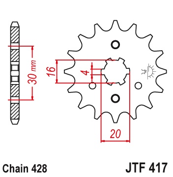Pinion fata 14 dinti pas lant 428 – Kawasaki KD 80-100 (75-81) - BN 125 A Eliminator (98-07) - KMX 125 (91-03)
