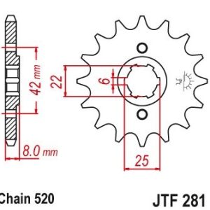 Pinion fata 14 dinti pas lant 520 - Honda CB 250 (79-84) - CL 250 - XL 250 - XR 250 R - XL 400 - XL 500 - XR 500 - XL 600