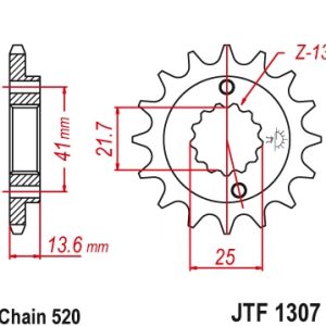 Pinion fata 14 dinti pas lant 520 - Honda XR 650 R (00-07) - Kawasaki ZX-6R 600 Ninja (98-06) - ZX-6R 636 Ninja (02-06)