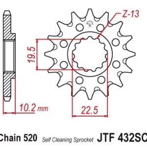 Pinion fata 14 dinti pas lant 520 (racing) - Beta Alp - Jonathan 200-350 - Suzuki RM 250 (83-12) - DR 350 (90-97) - DR-Z 400 (00-08)