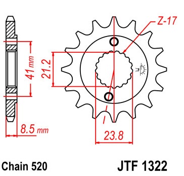 Pinion fata 14 dinti pas lant 520 – ATV TRX 400 EX Fourtrax (99-01) - Sportrax (02-04) - CRM 250 (91-99) - XR 400 R (96-04)