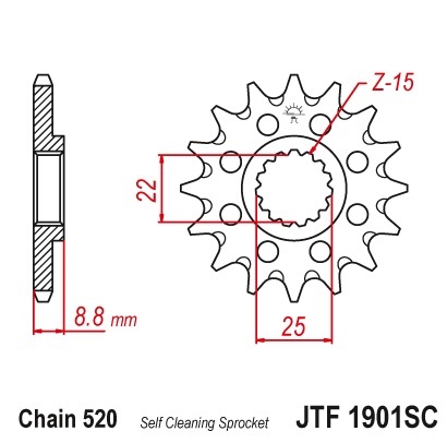 Pinion fata 14 dinti pas lant 520 – Beta 300-520 RR - Husaberg 125-250-300-450 TE - Husqvarna TC - FC - TE - KTM EXC - GS - MX - SX