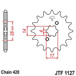 Pinion fata 15 dinti pas lant 420 – Derbi GPR Nude - GPR Racing (03-05) - Senda 50 R - Senda 50 SM (03-06) - Gilera RCR - SMT 2T 50cc