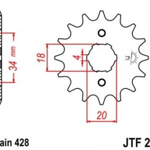 Pinion fata 15 dinti pas lant 428 - Daelim VJ - VS 125 - Derbi Senda 125 - Honda CB - CG - CM - NX - SL - XL 100-125-185-200
