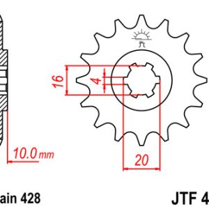 Pinion fata 15 dinti pas lant 428 – Hyosung GA125 - GT125 - GV125 - RT125 - Suzuki GN125 - GZ 125 Marauder - VL125 Intruder 125cc