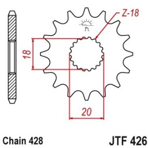 Pinion fata 15 dinti pas lant 428 - Kreidler Dice - Enduro 125cc - Suzuki DR 125 S (82-84) - GN 125 (94-99) - GS 125 S (99) - RM 125 (75-78)