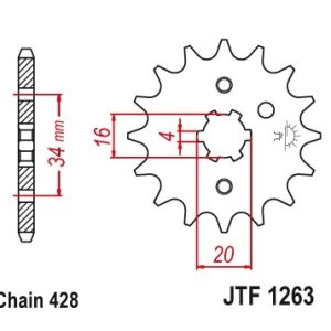 Pinion fata 15 dinti pas lant 428 - Malaguti X3M 125 - Rieju RS - SMX - Tango 125 - Yamaha DT - RD - RS - TT-R - XT - YZ 50-225cc