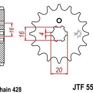 Pinion fata 15 dinti pas lant 428 - Yamaha DT 80 LC1 (83-84) - DT 80 LC2 (85-97) 2T LC 80cc