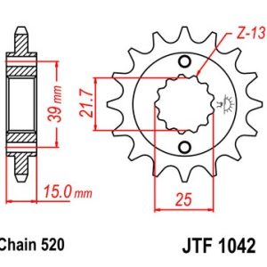 Pinion fata 15 dinti pas lant 520 - ATV Arctic Cat KXR 250 (02-13) - CPI XS 250 (07-10) - MXU 250 (05) - KXR 250 (03-05) - KXR 300