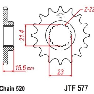 Pinion fata 15 dinti pas lant 520 - Yamaha XT 600 E (94-98) - XT 600 R (97-03) - XT 600 RE (04) - XT 600 S (93-97) - XTZ 660 Tenere