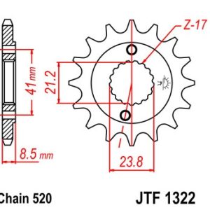Pinion fata 15 dinti pas lant 520 – ATV TRX 400 EX Fourtrax (99-01) - Sportrax (02-04) - CRM 250 (91-99) - XR 400 R (96-04