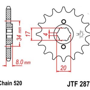 Pinion fata 15 dinti pas lant 520 – Honda XL 250 R (84-88) – XL 350 R (85-88)