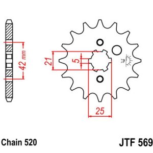 Pinion fata 15 dinti pas lant 520 – Kawasaki KL - KLX - KX 200-250-500 - Yamaha YFM Grizzly - DT - SR - RD - YFM - YFZ 125-250-300cc
