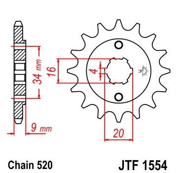 Pinion fata 15 dinti pas lant 520 – Yamaha DT200 L - TT-R 230 - ATV Yamaha YFS Blaster 200 - Hyosung GT 250 Comet - GV 250 Aquila
