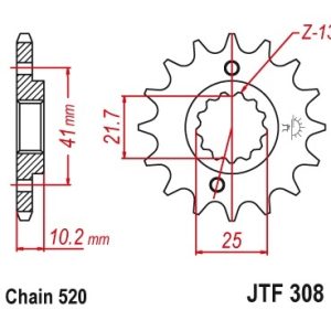 Pinion fata 16 dinti pas lant 520 - Aprilia Pegaso 650 ie (05-10) - Honda NX 650 Dominator (89-00) - Yamaha MT-03 660 - XT 660 (05-16)