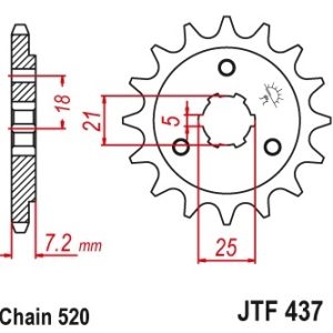 Pinion fata 16 dinti pas lant 520 - Suzuki DR 600 R - RU Dakar (86-89) - DR 600 S - SU (85-89) - DR 650 R - R Dakar - RS - RSE (91-95)