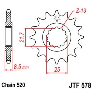 Pinion fata 16 dinti pas lant 520 – Yamaha XTZ 750 H Super Tenere (89-97) - XTZ 750 N Super Tenere (90-93) 4T LC 750cc