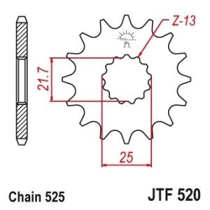Pinion fata 17 dinti pas lant 520