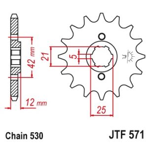 Pinion fata 17 dinti pas lant 530 Yamaha XS 400 DOHC (82-84) - XJ 550 (81-84) - XJ 600 H (84-91) - XJ 600 N (84-91)