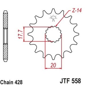 Pinion fata 18 dinti pas lant 428 - Derbi GPR 125 - Kawasaki Ninja 125 - Sachs 125 - Yamaha YZ 85 - DT - TDR - TZR 125 - XVS 125-250 Drag Star