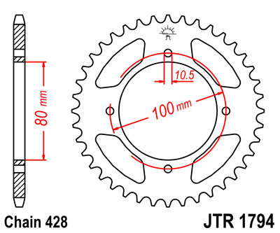 Pinion spate 45 dinti pas lant 428 – Suzuki GZ 125 Marauder (98-13) - GZ 125 U Marauder 125cc