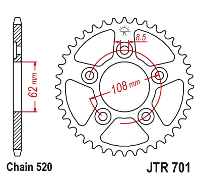 Pinion spate 38 dinti pas lant 520 – Aprilia RS Extreme/Replica (92-05) - Tuono (03-04) - Cagiva Mito - Planet - Raptor 4T LC 125cc
