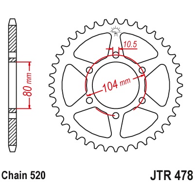 Pinion spate 38 dinti pas lant 520 – Kawasaki ZXR 400 - ZX-6R 600 Ninja - ZX-6R 636 Ninja - ER-6F - ER-6N 650 Versys - Vulcan 650