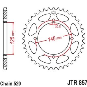 Pinion spate 40 dinti pas lant 520 - MZ Baghira 660 - Yamaha XV 125-250 Virago - TT-XT 600-660 Tenere