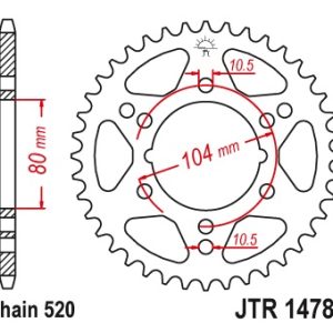 Pinion spate 40 dinti pas lant 520 – ATV Polaris Trail Blazer 250 (96-06) - Trail Blazer 330 (08-11) - Trail Boss (03-11) - Scrambler 500