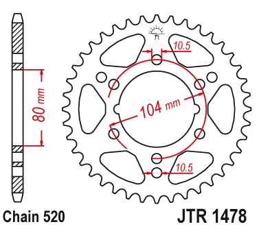 Pinion spate 40 dinti pas lant 520 – ATV Polaris Trail Blazer 250 (96-06) - Trail Blazer 330 (08-11) - Trail Boss (03-11) - Scrambler 500