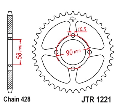 Pinion spate 42 dinti pas lant 428 – Honda CB 125 F (15-20) - CBR 125 R (12-19) - CBR 125 RS Repsol (12-19) - CBR 125 RT (12-19)