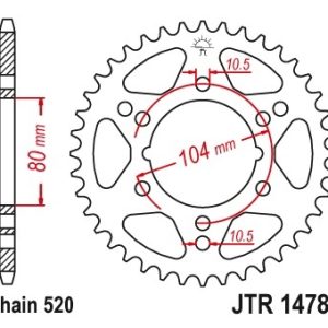 Pinion spate 42 dinti pas lant 520 – ATV Polaris Trail Blazer 250 (96-06) - Trail Blazer 330 (08-11) - Trail Boss (03-11) - Scrambler 500