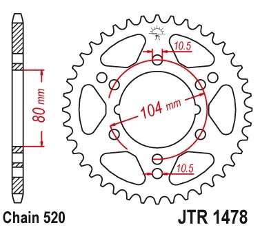 Pinion spate 42 dinti pas lant 520 – ATV Polaris Trail Blazer 250 (96-06) - Trail Blazer 330 (08-11) - Trail Boss (03-11) - Scrambler 500