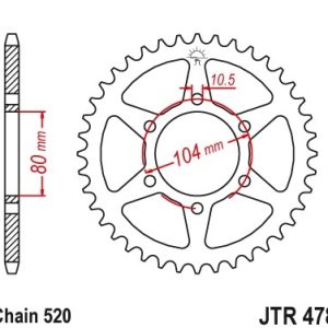 Pinion spate 42 dinti pas lant 520 – Kawasaki ZXR 400 - ZX-6R 600 Ninja - ZX-6R 636 Ninja - ER-6F - ER-6N 650 Versys - Vulcan 650