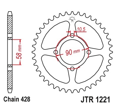 Pinion spate 44 dinti pas lant 428 – Honda CB 125 F (15-20) - CBR 125 R (12-19) - CBR 125 RS Repsol (12-19) - CBR 125 RT (12-19)
