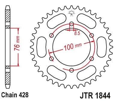 Pinion spate 44 dinti pas lant 428 – Yamaha MT 125 (14-21) - YS 125 CBS (17-21) - YZF-R 125 (08-21)