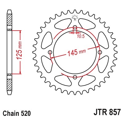 Pinion spate 45 dinti pas lant 520 - MZ Baghira 660 - Yamaha XV 125-250 Virago - TT-XT 600-660 Tenere
