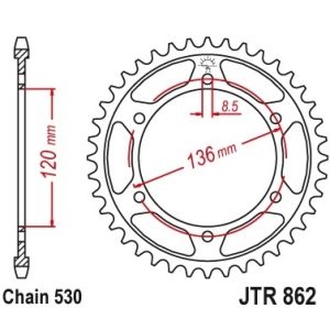 Pinion spate 45 dinti pas lant 530 Yamaha RD 550 YPVS (84-85) - XJ 600 H (84-91) - XJ 600 N (84-91)