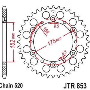 Pinion spate 47 dinti pas lant 520 - Yamaha YZ 125-250-400 - YFS Blaster 200 - YFM 350 Warrior - Banshee - DT 400 - XT 500 - TT 600