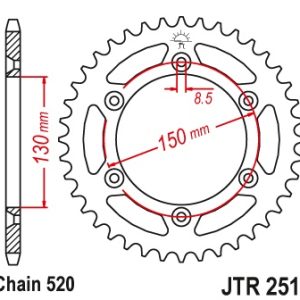 Pinion spate 48 dinti pas lant 520 - Yamaha YZ 125 (99-18) - WR 250 F - YZ 250 - YZ 250 F (99-18) - WR - YZ 400-426-450