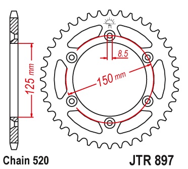 Pinion spate 48 dinti pas lant 520 – Husaberg - Husqvarna - KTM 125-200-250-300-350-450-540-650cc