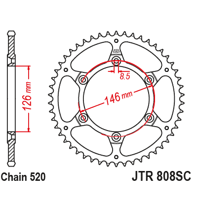 Pinion spate 50 dinti pas lant 520 - Suzuki RM 125-250 (81-12) - RM-Z 250 (07-17) - DR 350 (90-97) - DR-Z 400 - RM-Z 450 (self cleaning)