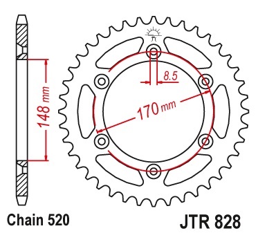 Pinion spate 50 dinti pas lant 520 - Suzuki RM 465-500 - DR 600 - DR 650 - DR 800 Big
